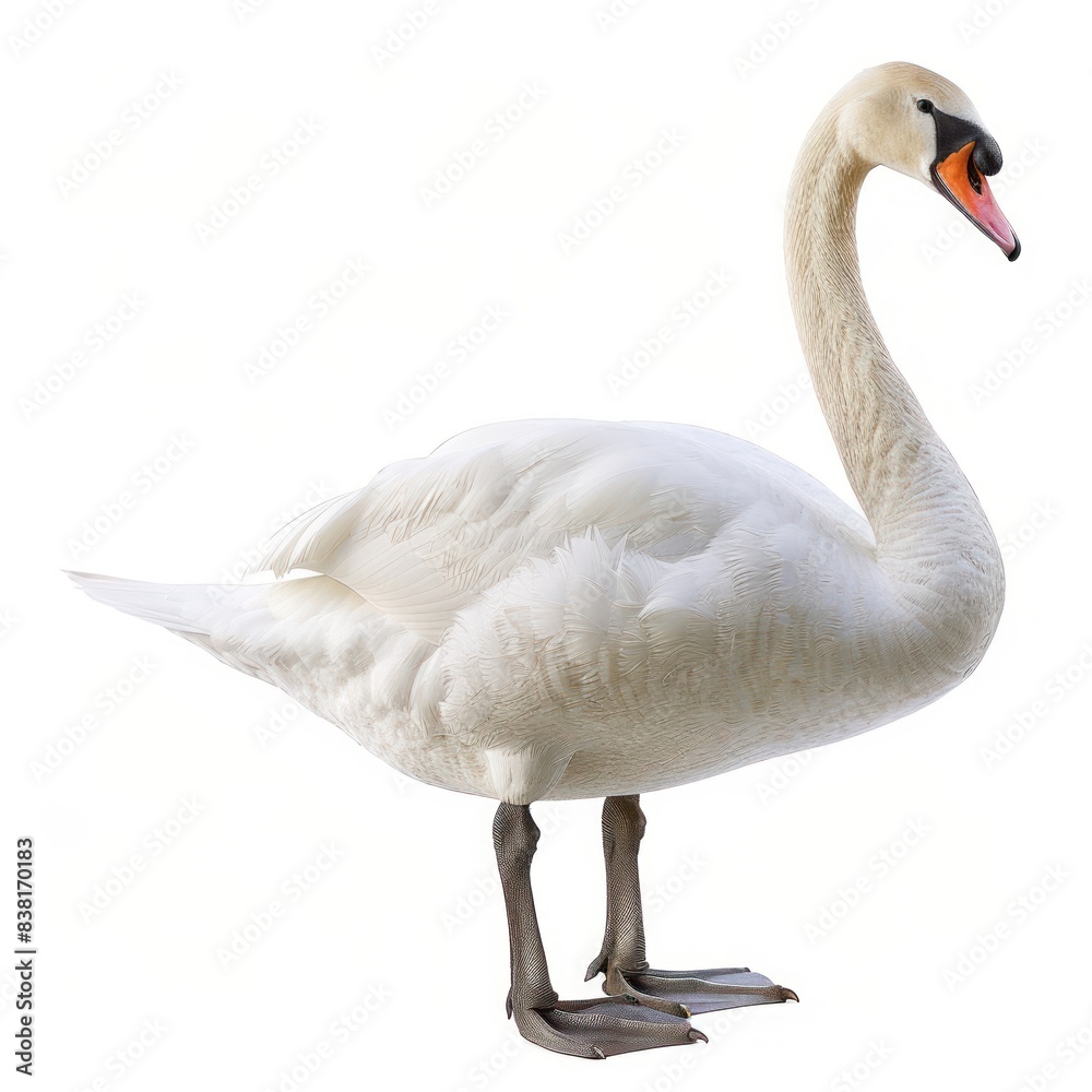A beautiful swan, its poise accentuated against a perfectly white background. High-res photo. A beautiful swan, its poise accentuated against a perfectly white background. High-res photo.