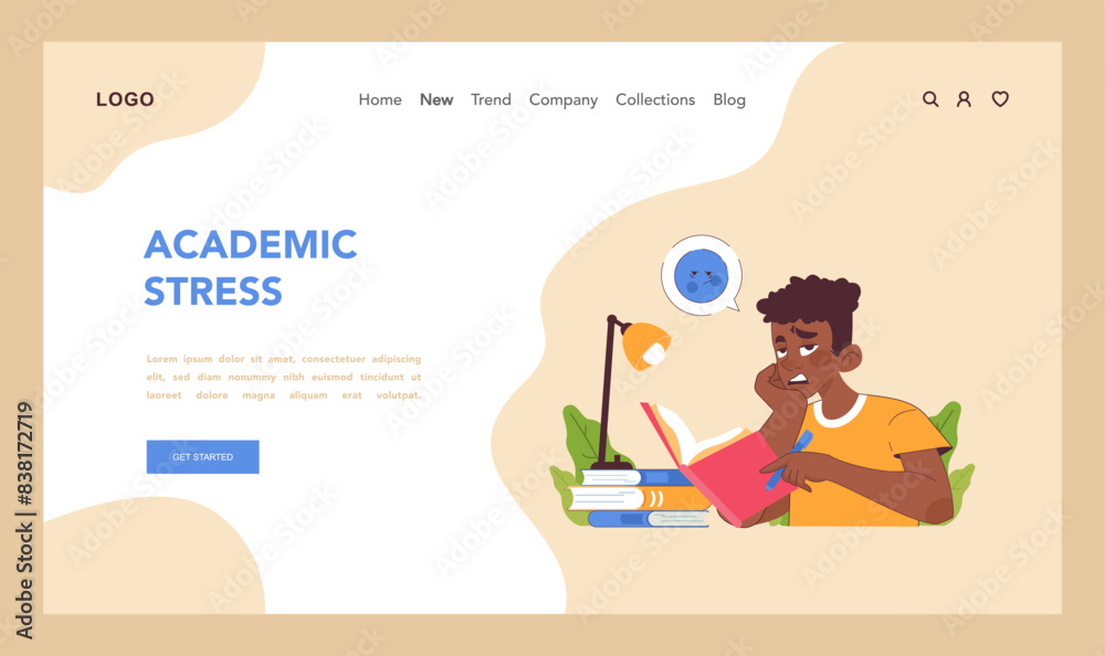 Academic stress depiction. Flat vector illustration Academic stress depiction. Flat vector illustration