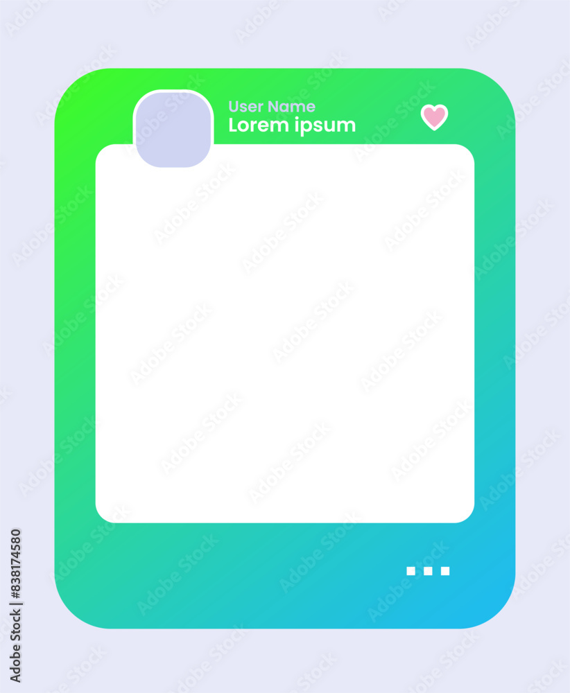 Social media frame isolated template. Colorful social media interface. Social media frame isolated template. Colorful social media interface.