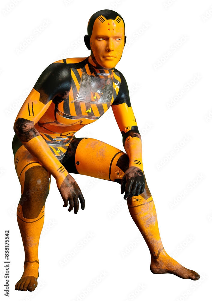 3D Rendering Male Robot on White 3D Rendering Male Robot on White