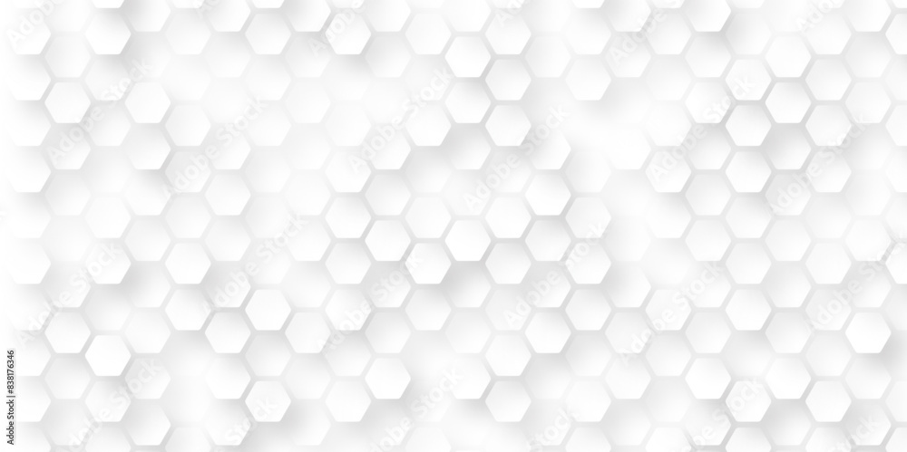 Hexagon Beehive honeycomb pattern wall image. White seamless hexagonal wall background. Hexagon Beehive honeycomb pattern wall image. White seamless hexagonal wall background.
