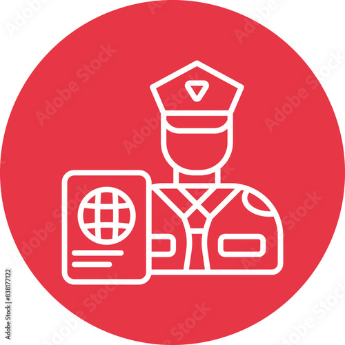 Passport Control line circle icon