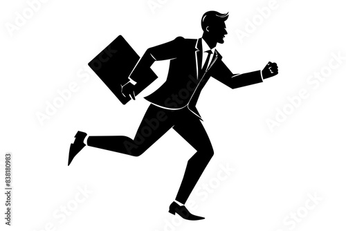 business man running fast silhouette vector illustration