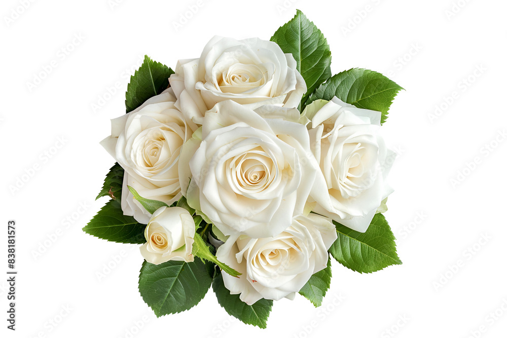 Bouquet of white roses isolated on white