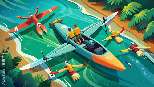 Canoe slalom athlete racing on white water