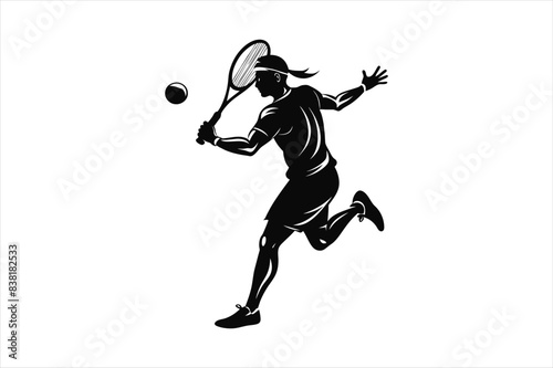 A tennis player man and woman silhouette sports people design elements