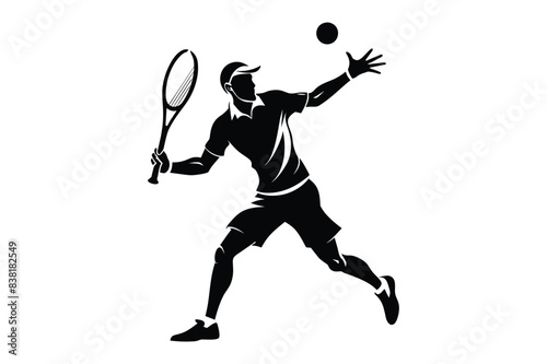 A tennis player man and woman silhouette sports people design elements