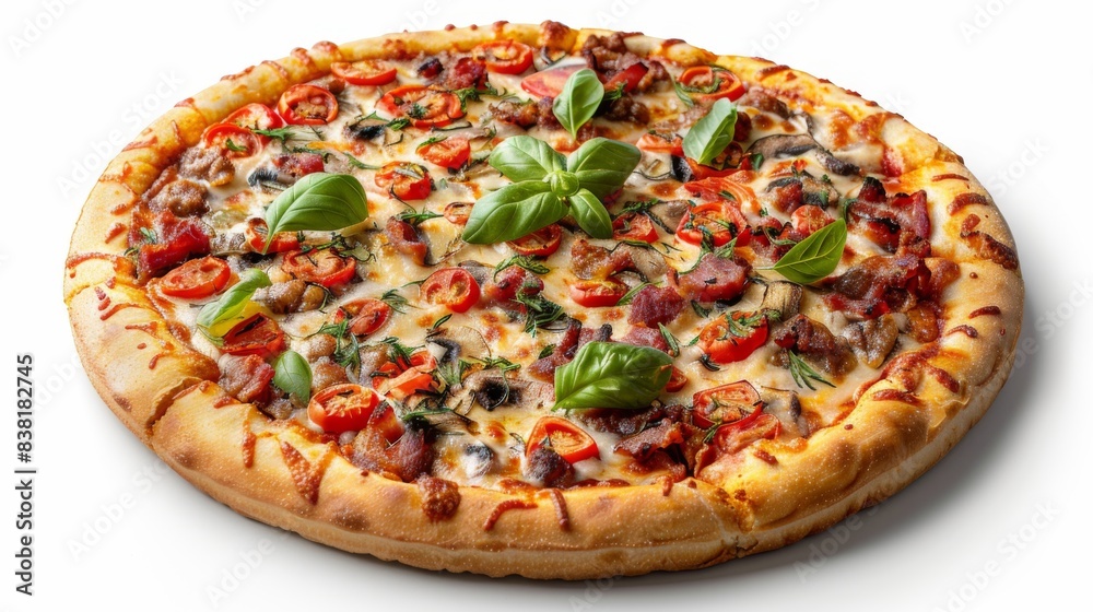 Creative Pizza Artistry: Mountainous Theme on Pure White Background with Photorealistic Quality Creative Pizza Artistry: Mountainous Theme on Pure White Background with Photorealistic Quality
