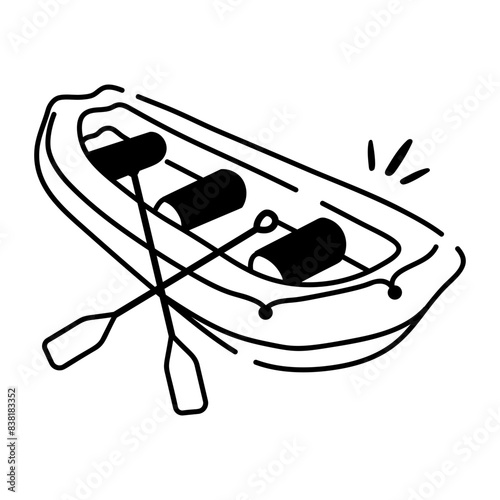 A captivating hand drawn icon of rubber boat 
