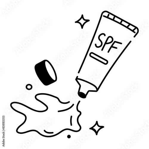 A scalable doodle style icon of sunscreen 