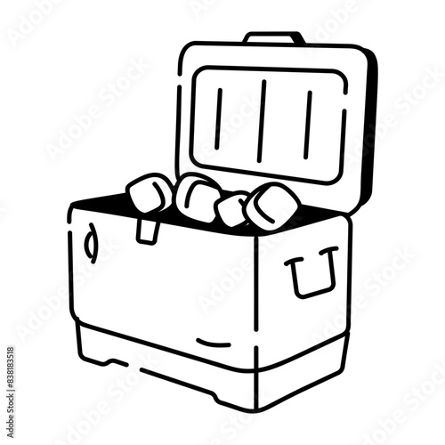 An icon of ice cooler in doodle style 