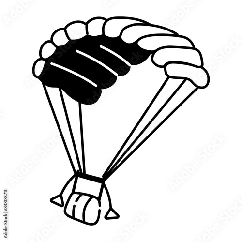 A hand drawn icon of paragliding 