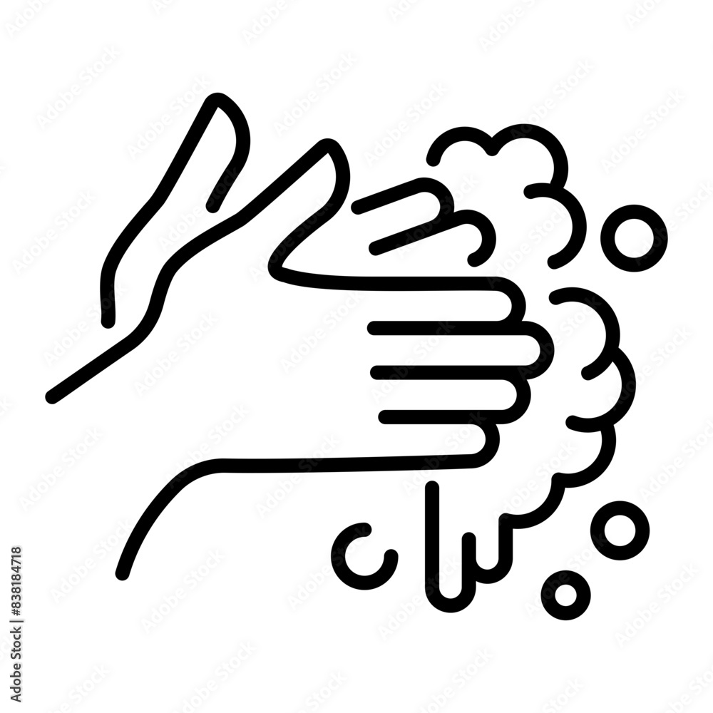 Editable linear icon depicting hand wash Editable linear icon depicting hand wash