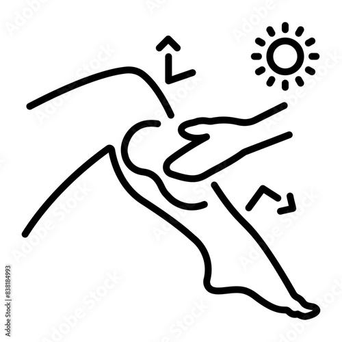 Trendy line style icon of applying sunscreen 
