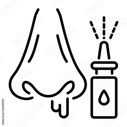 A handy line icon of nasal spray 