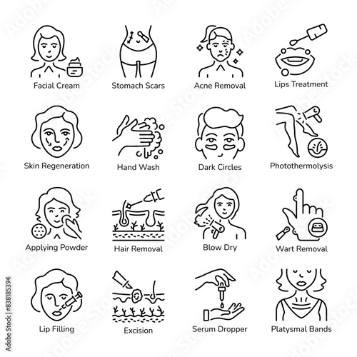 Collection of 16 Skincare Linear Icons

