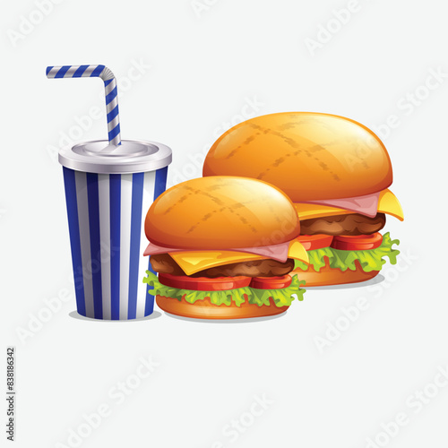 hamburger cheese food and fries