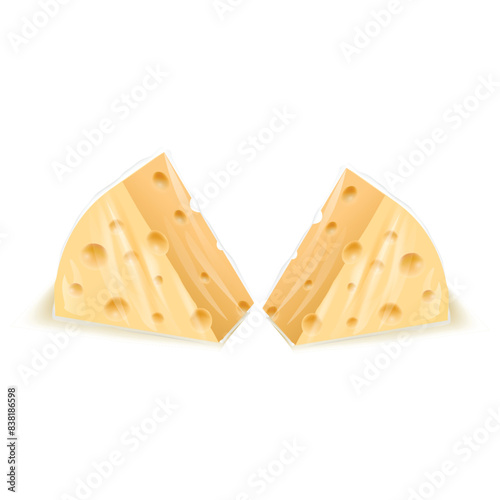 slice piece of cheese isolated