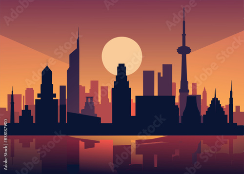 Silhouette skyline illustration.