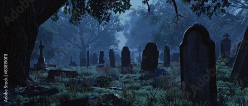 Ghostly apparitions in an old graveyard