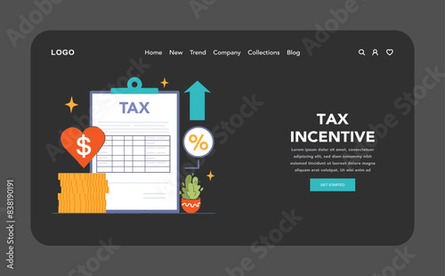 Tax optimization web banner or landing page dark or night mode
