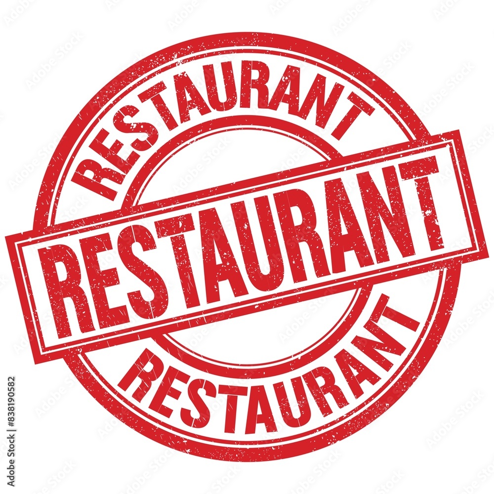 RESTAURANT written word on red stamp sign RESTAURANT written word on red stamp sign