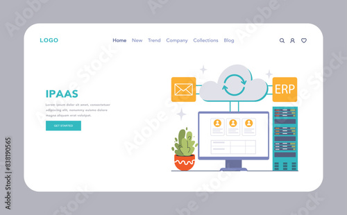 Integration Platform as a Service (IPaaS) concept.Flat vector illustration