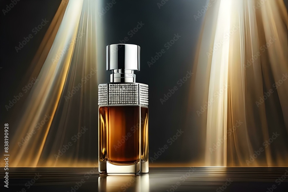 Naklejka premium Perfume bottle in evidence with a dark background