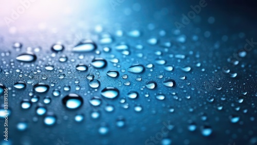 Wallpaper Mural close-up image of numerous blue water droplets on a dark surface. The droplets vary in size, creating a captivating and dynamic pattern that enhances the rich blue hues and glossy texture Torontodigital.ca