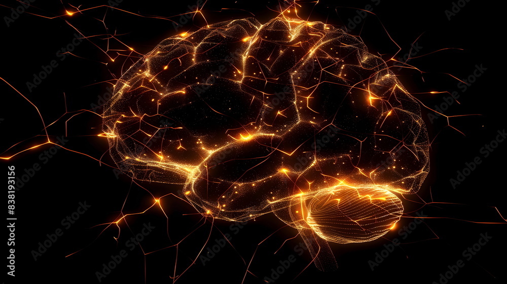 Naklejka premium Neural Network Brain Concept Artificial Intelligence Digital Mind Technology Innovation