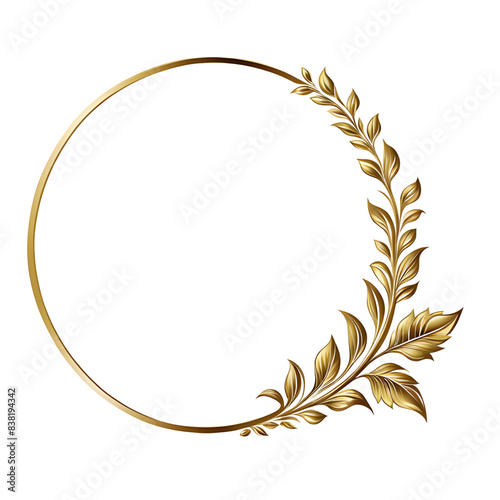luxury gold leaf simple circle border transparent background
