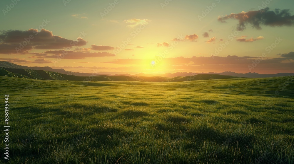 a green field at sunset generative ai a green field at sunset generative ai