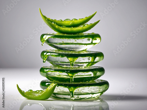 Aloe Vera slice isolated on white background. photo