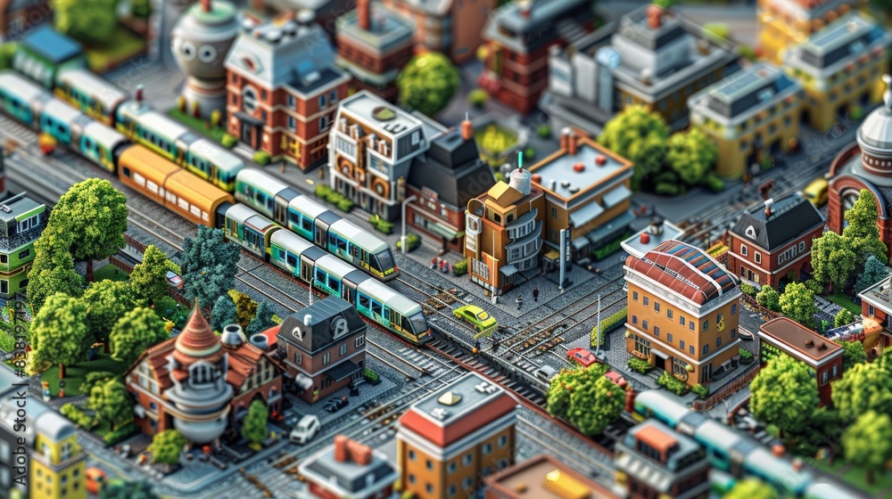 Naklejka premium Smart City Infrastructure: Depict smart city infrastructure with connected public services, advanced transportation systems