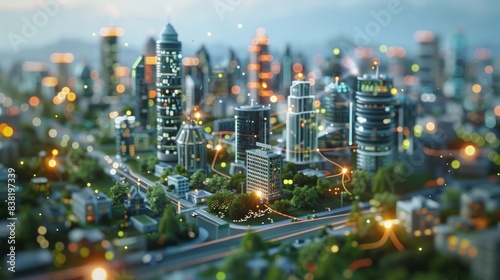 Smart City Infrastructure: Depict smart city infrastructure with connected public services, advanced transportation systems