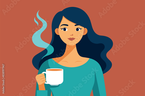 a girl holding a cup of hot drink,