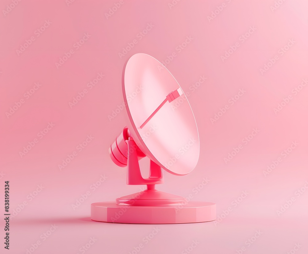 3D Modern Pink Satellite Dish on Minimalist Background 3D Modern Pink Satellite Dish on Minimalist Background