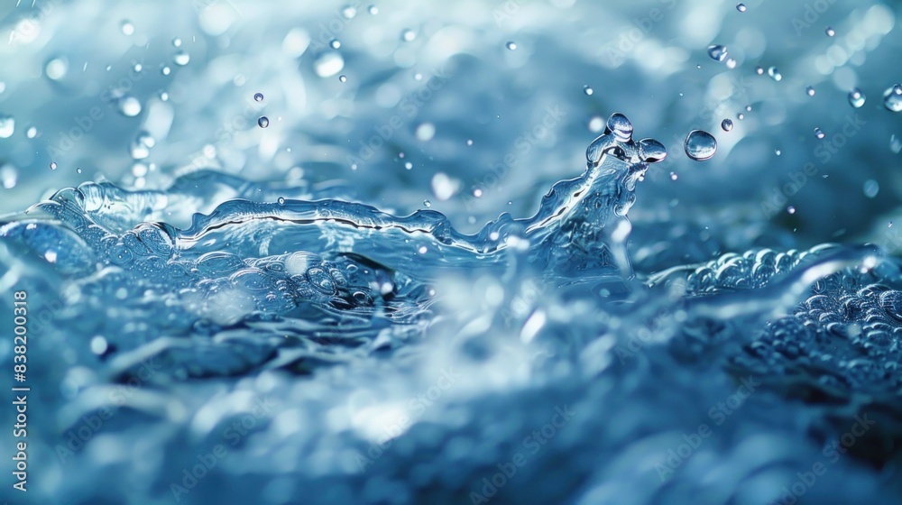 This high-quality background features the intricate motion of water, with waves and droplets frozen in time. The image exudes a sense of calm and freshness, enhanced by the cool blue tones. Perfect This high-quality background features the intricate motion of water, with waves and droplets frozen in time. The image exudes a sense of calm and freshness, enhanced by the cool blue tones. Perfect