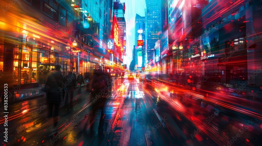Obraz premium Generate an image capturing the bustling energy of downtown