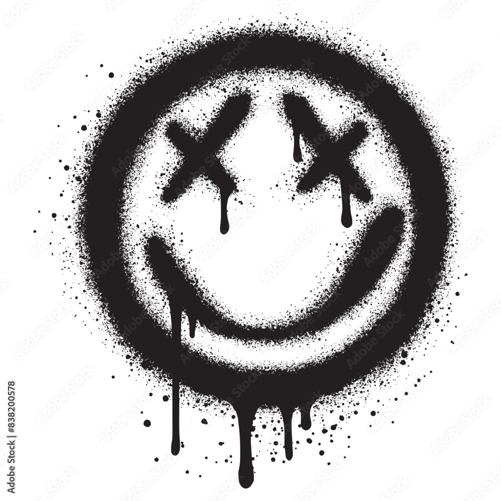 Graffiti Spray Paint Sick Face Emoticon Isolated on white background. Graffiti Spray Paint Sick Face Emoticon Isolated on white background.