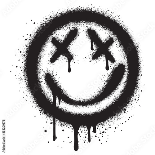 Graffiti Spray Paint Sick Face Emoticon Isolated on white background.