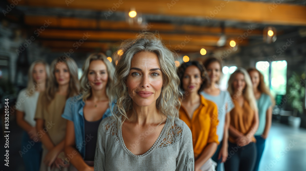 Group of Happy Mature Women Smiling and Looking at Camera in Modern Setting Group of Happy Mature Women Smiling and Looking at Camera in Modern Setting