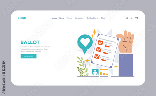 Election web or landing. Democratic procedure, citizens choosing political