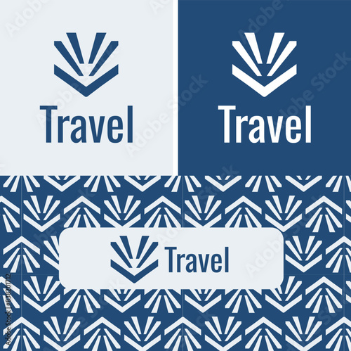  Abstract Blue Arrow Travel Agency Logo