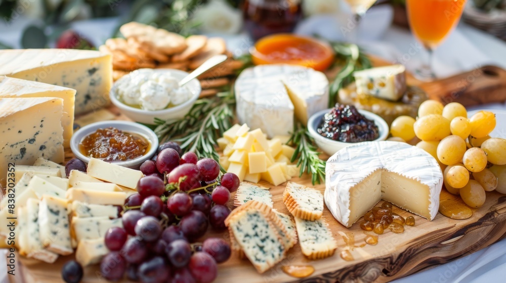 Exquisite Gourmet Cheese Board with a Variety of Honeys and Jams for Perfect Pairings Exquisite Gourmet Cheese Board with a Variety of Honeys and Jams for Perfect Pairings