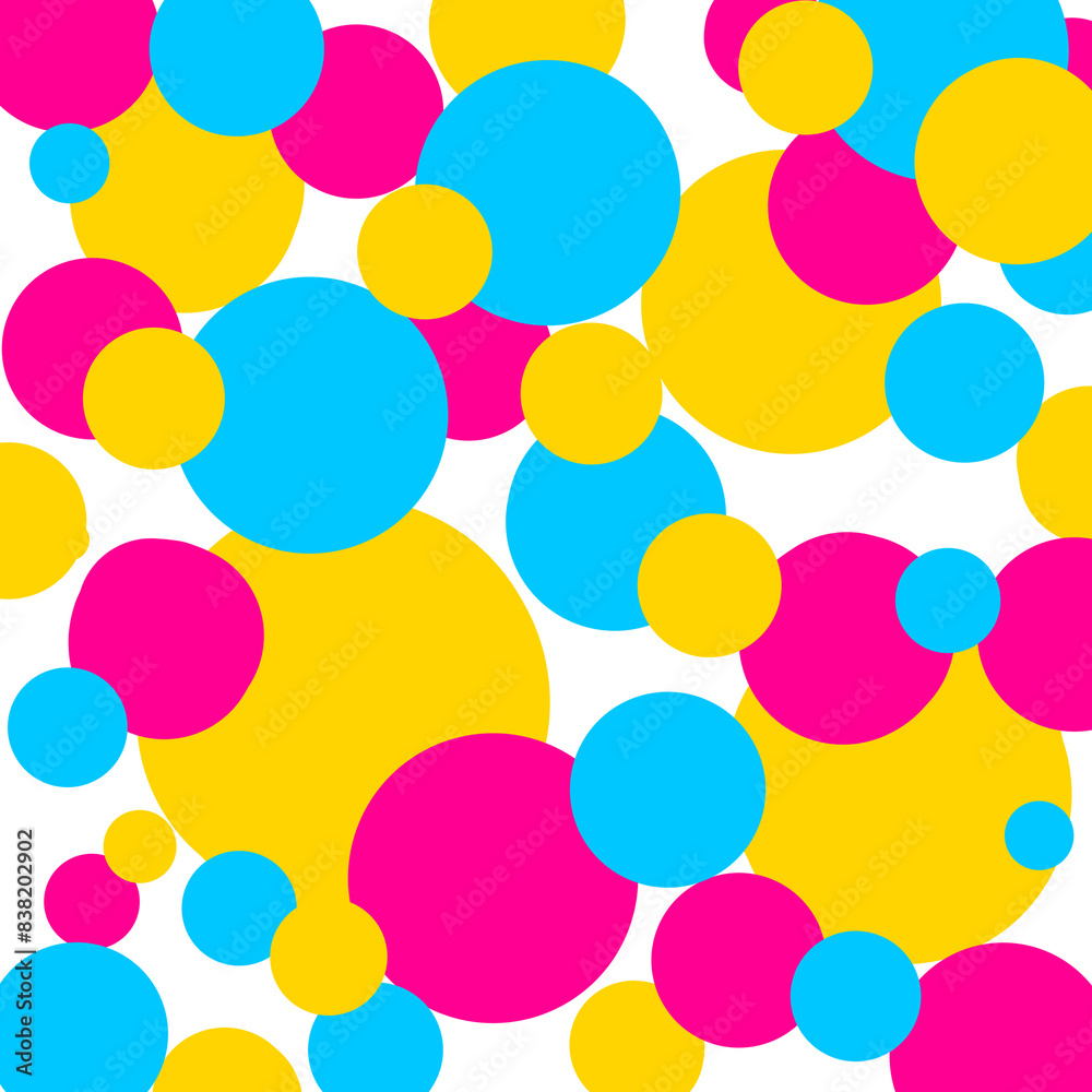 Blue, pink, and yellow circles Blue, pink, and yellow circles