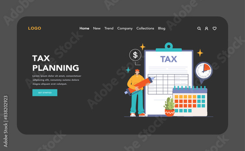 Tax optimization web banner or landing page dark or night mode