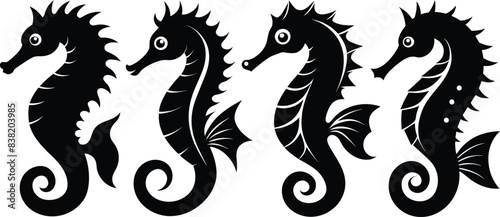 Seahorse vector silhouette an white background 
