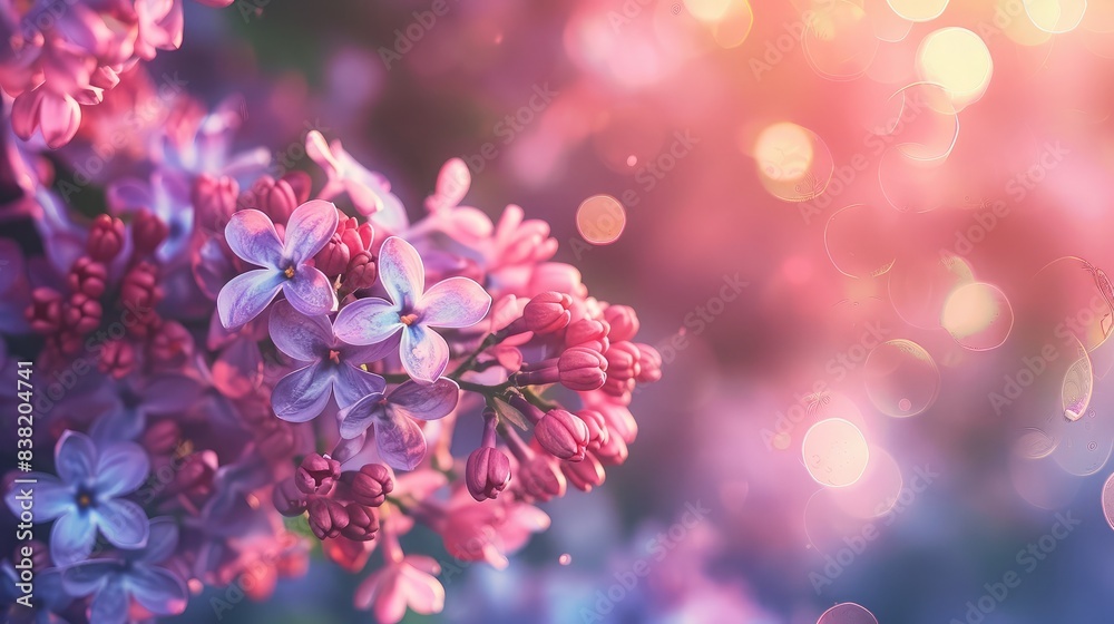 Close-up of blooming lilacs with a blurred garden background, emphasizing the rich color and texture of the flowers Close-up of blooming lilacs with a blurred garden background, emphasizing the rich color and texture of the flowers