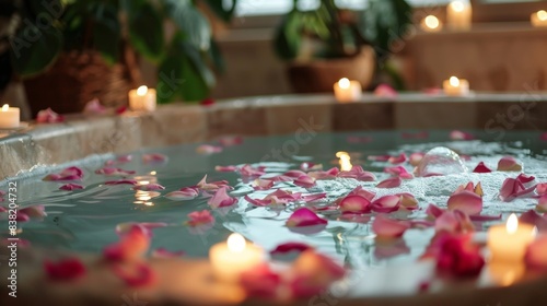 Serene Spa Experience: Hot Tub Bliss with Candlelight Ambiance